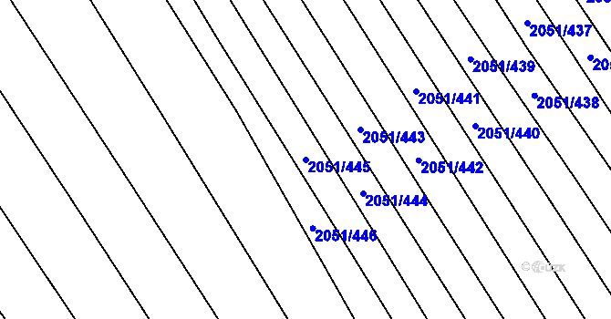 Parcela st. 2051/445 v KÚ Mikulčice, Katastrální mapa
