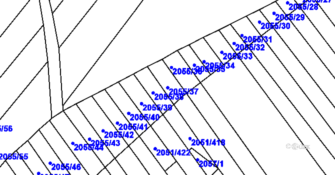 Parcela st. 2055/37 v KÚ Mikulčice, Katastrální mapa