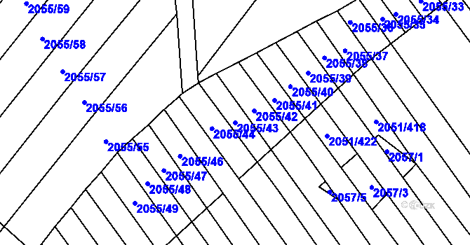 Parcela st. 2055/43 v KÚ Mikulčice, Katastrální mapa
