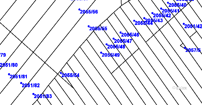 Parcela st. 2055/49 v KÚ Mikulčice, Katastrální mapa
