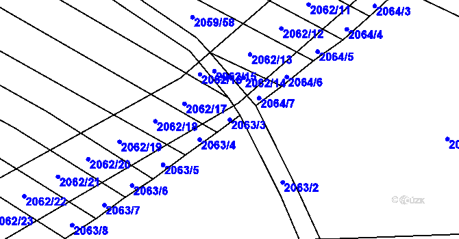 Parcela st. 2063/3 v KÚ Mikulčice, Katastrální mapa