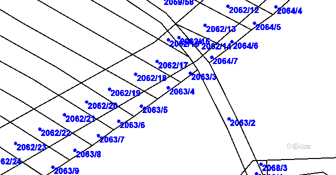 Parcela st. 2063/4 v KÚ Mikulčice, Katastrální mapa