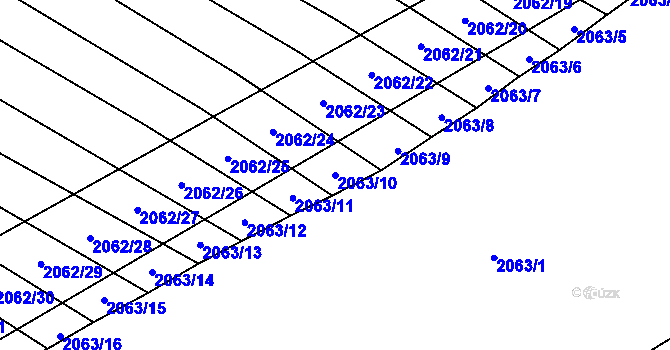 Parcela st. 2063/10 v KÚ Mikulčice, Katastrální mapa