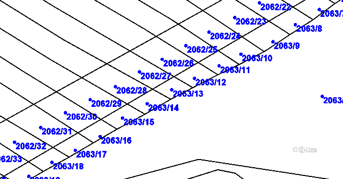Parcela st. 2063/13 v KÚ Mikulčice, Katastrální mapa