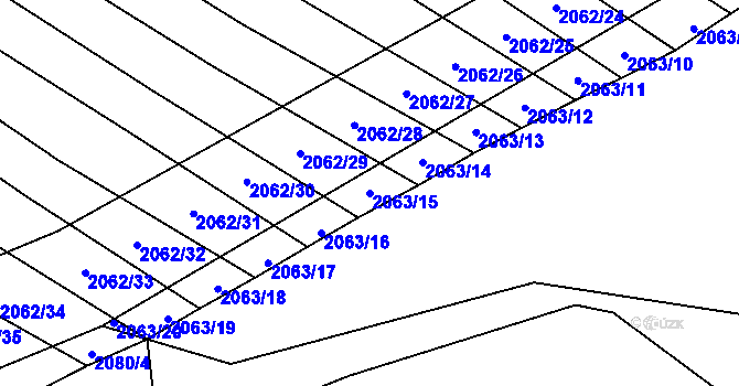 Parcela st. 2063/15 v KÚ Mikulčice, Katastrální mapa