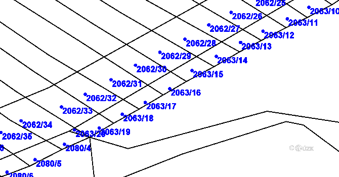Parcela st. 2063/16 v KÚ Mikulčice, Katastrální mapa