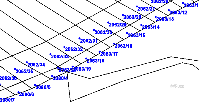 Parcela st. 2063/17 v KÚ Mikulčice, Katastrální mapa