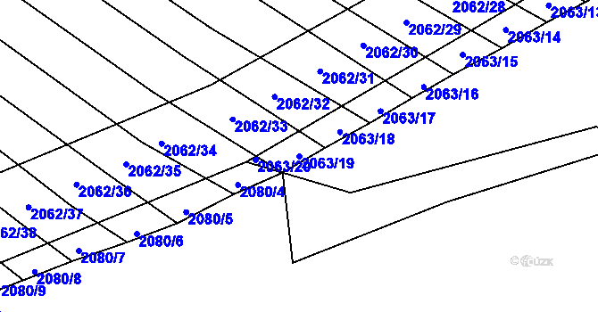 Parcela st. 2063/19 v KÚ Mikulčice, Katastrální mapa