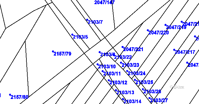 Parcela st. 2103/8 v KÚ Mikulčice, Katastrální mapa