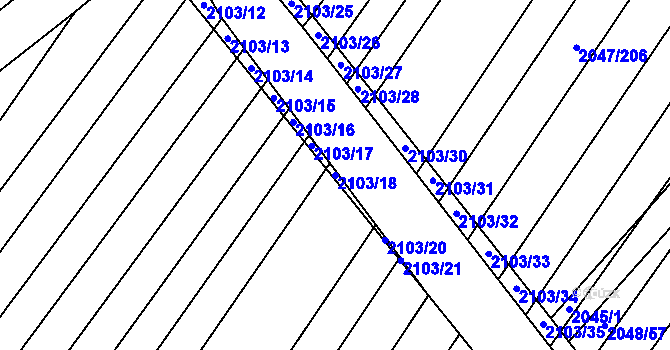 Parcela st. 2103/18 v KÚ Mikulčice, Katastrální mapa