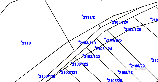 Parcela st. 2103/119 v KÚ Mikulčice, Katastrální mapa