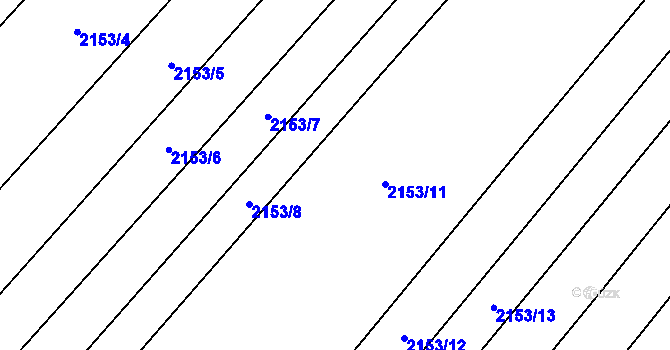 Parcela st. 2153/9 v KÚ Mikulčice, Katastrální mapa
