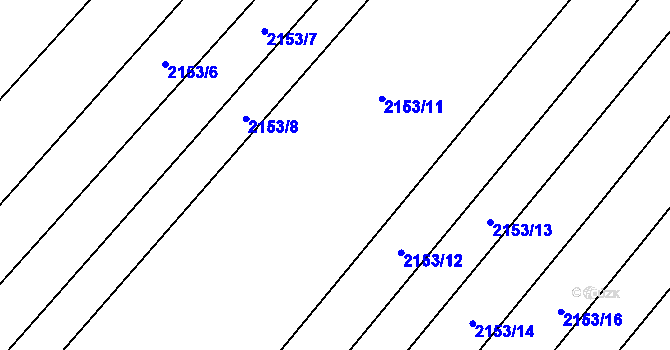 Parcela st. 2153/10 v KÚ Mikulčice, Katastrální mapa