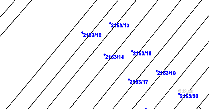 Parcela st. 2153/14 v KÚ Mikulčice, Katastrální mapa