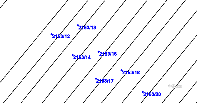 Parcela st. 2153/16 v KÚ Mikulčice, Katastrální mapa