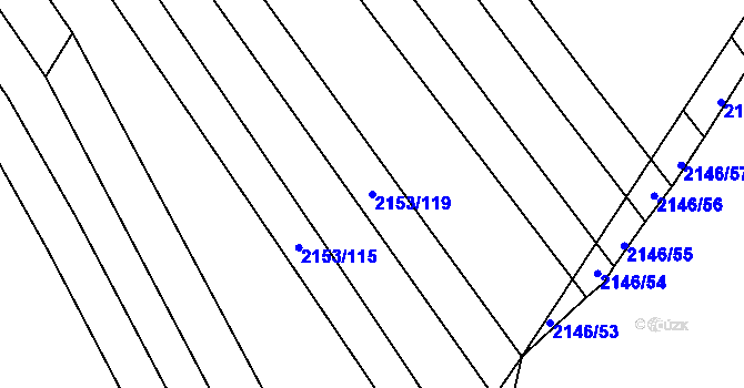 Parcela st. 2153/119 v KÚ Mikulčice, Katastrální mapa