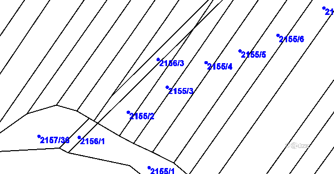 Parcela st. 2155/3 v KÚ Mikulčice, Katastrální mapa