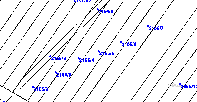 Parcela st. 2155/5 v KÚ Mikulčice, Katastrální mapa