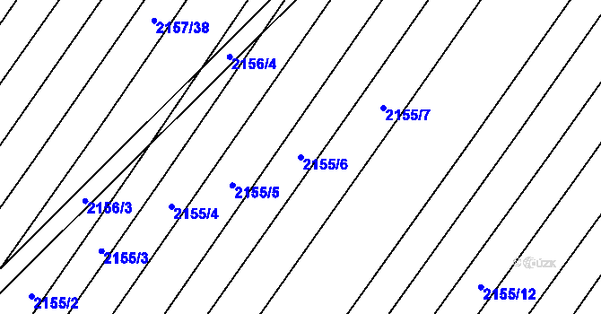 Parcela st. 2155/6 v KÚ Mikulčice, Katastrální mapa