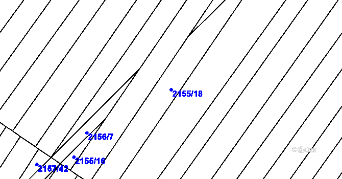 Parcela st. 2155/18 v KÚ Mikulčice, Katastrální mapa