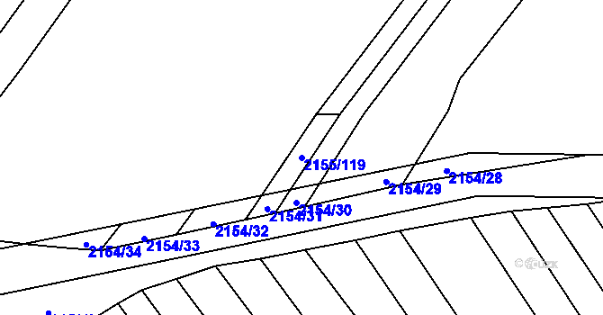 Parcela st. 2155/119 v KÚ Mikulčice, Katastrální mapa