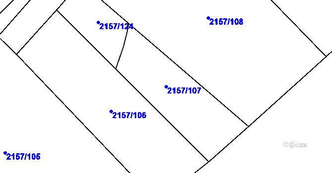 Parcela st. 2157/107 v KÚ Mikulčice, Katastrální mapa