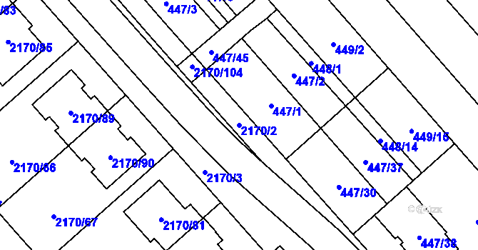 Parcela st. 2170/2 v KÚ Mikulčice, Katastrální mapa