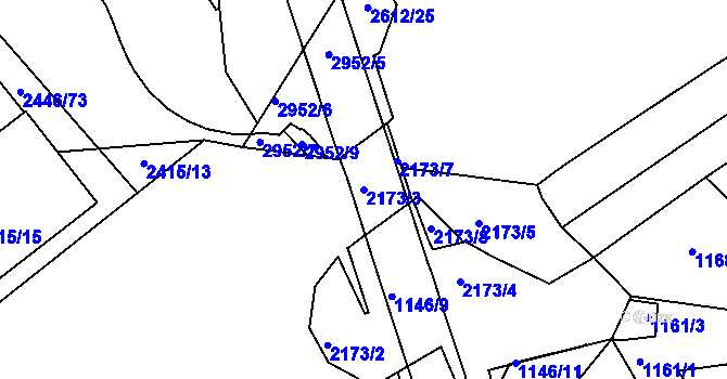 Parcela st. 2173/3 v KÚ Mikulčice, Katastrální mapa