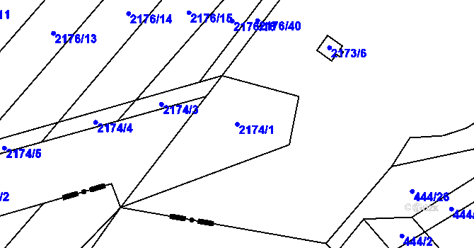 Parcela st. 2174/1 v KÚ Mikulčice, Katastrální mapa