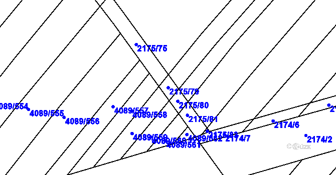 Parcela st. 2175/79 v KÚ Mikulčice, Katastrální mapa
