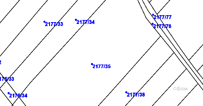 Parcela st. 2177/36 v KÚ Mikulčice, Katastrální mapa