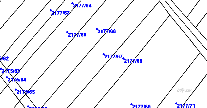 Parcela st. 2177/67 v KÚ Mikulčice, Katastrální mapa