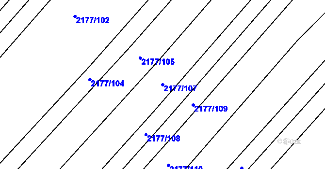 Parcela st. 2177/107 v KÚ Mikulčice, Katastrální mapa
