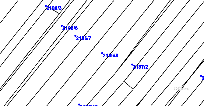 Parcela st. 2186/8 v KÚ Mikulčice, Katastrální mapa