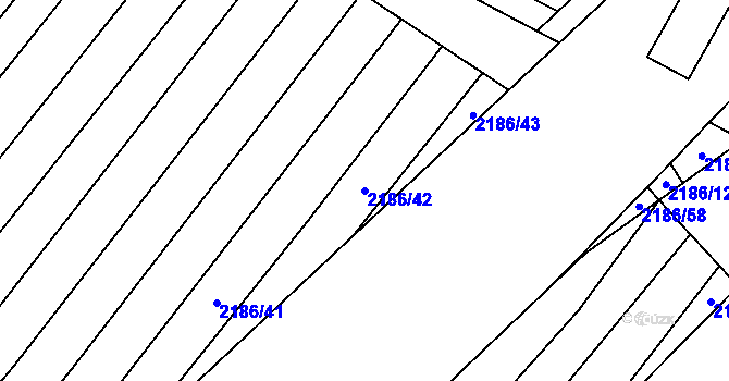 Parcela st. 2186/42 v KÚ Mikulčice, Katastrální mapa