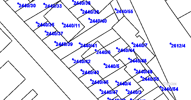 Parcela st. 2440/6 v KÚ Mikulčice, Katastrální mapa