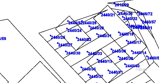 Parcela st. 2440/22 v KÚ Mikulčice, Katastrální mapa