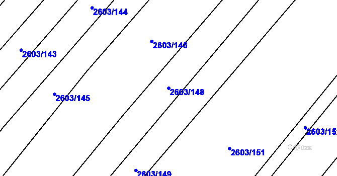 Parcela st. 2603/148 v KÚ Mikulčice, Katastrální mapa
