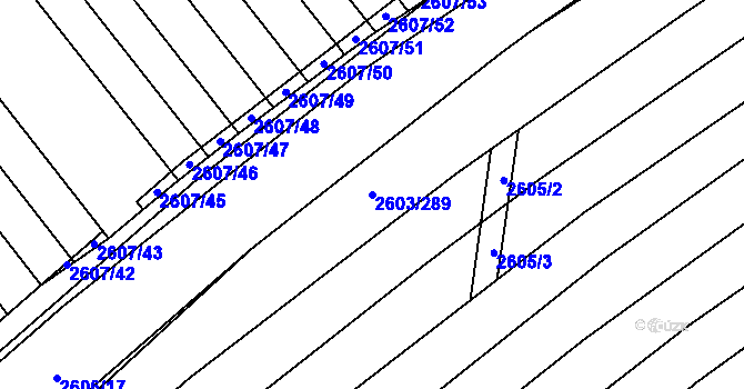 Parcela st. 2603/289 v KÚ Mikulčice, Katastrální mapa