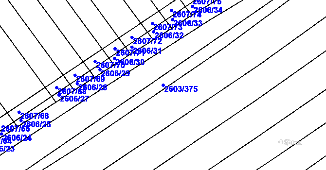 Parcela st. 2603/375 v KÚ Mikulčice, Katastrální mapa