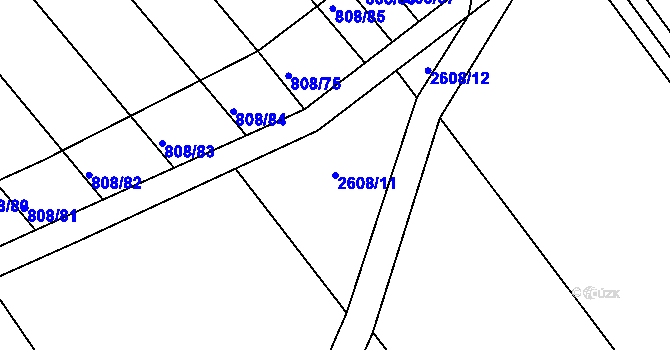 Parcela st. 2608/11 v KÚ Mikulčice, Katastrální mapa