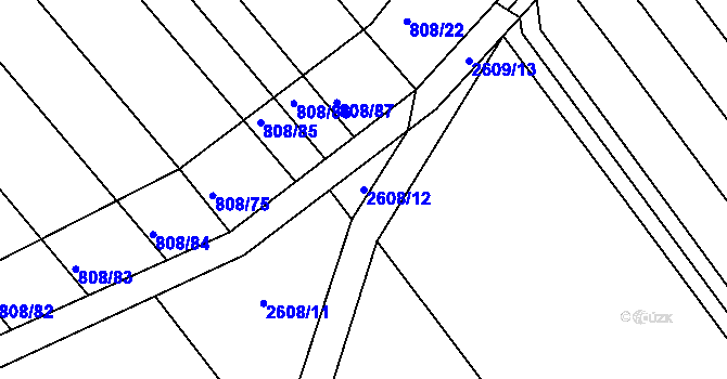 Parcela st. 2608/12 v KÚ Mikulčice, Katastrální mapa