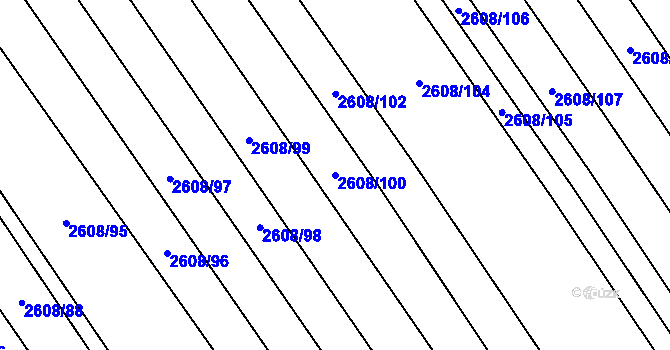 Parcela st. 2608/100 v KÚ Mikulčice, Katastrální mapa