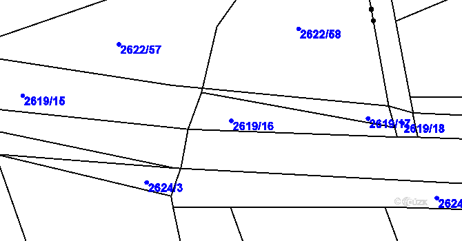 Parcela st. 2619/16 v KÚ Mikulčice, Katastrální mapa