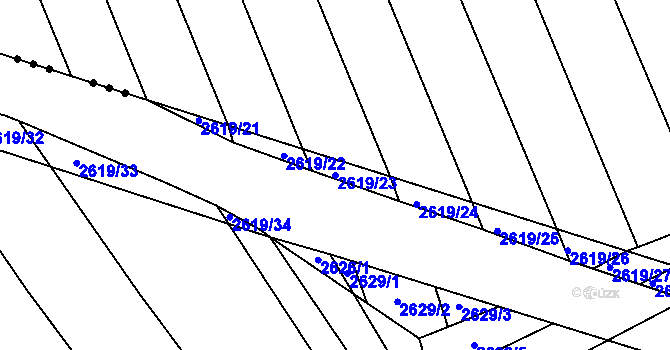 Parcela st. 2619/23 v KÚ Mikulčice, Katastrální mapa