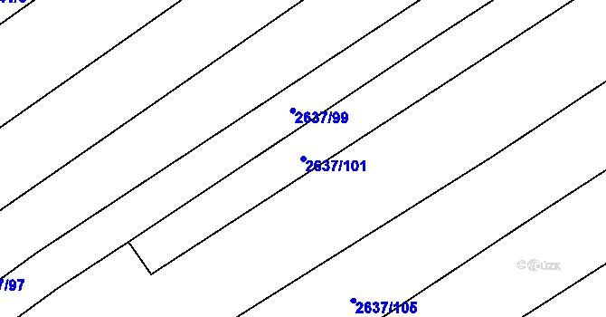 Parcela st. 2637/101 v KÚ Mikulčice, Katastrální mapa