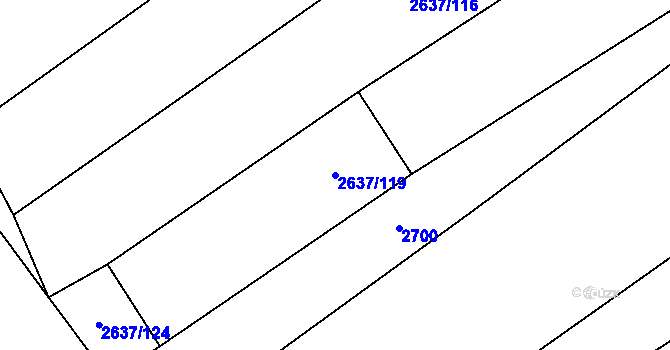 Parcela st. 2637/119 v KÚ Mikulčice, Katastrální mapa