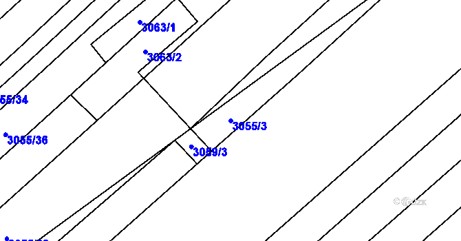 Parcela st. 3055/3 v KÚ Mikulčice, Katastrální mapa
