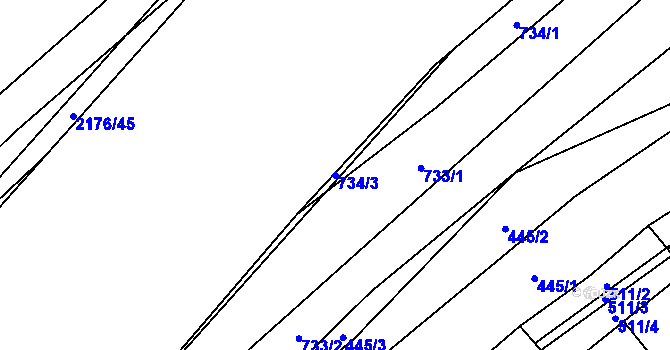 Parcela st. 734/3 v KÚ Mikulčice, Katastrální mapa