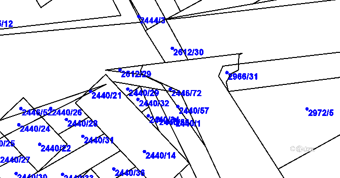 Parcela st. 2446/72 v KÚ Mikulčice, Katastrální mapa